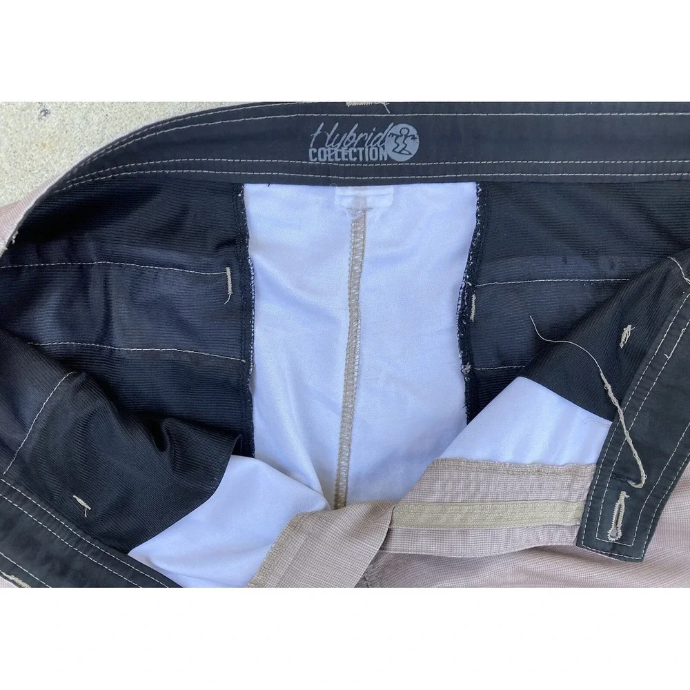 Men's DaHui Beige Hybrid Board Shorts No SIZE Slash Pocket Zip Surf Sun RN127725